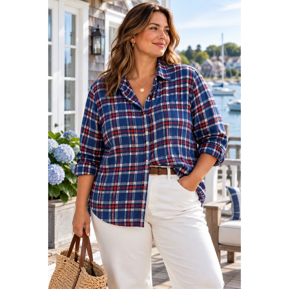 Grayson The Hero Plaid Button Down Shirt Blue Red White Size 05 Coastal Prep XL